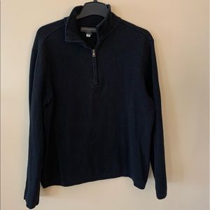 Men’s Black Cotton Quarter Zip Pullover Sweater